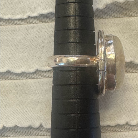 Vintage Oval Cream Tan Moonstone Ring Set in 925 Sterling Silver Sz 6.5 Boho - Picture 9 of 10